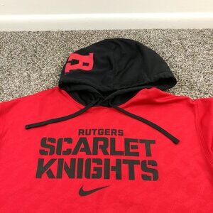 Rutgers Scarlet Knights Hoodie Nike Therma Fit Sweatshirt Center Swoosh Mens XL